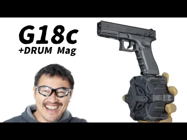 aw グロック350連ドラムマガジン + マルイ g18c フルオート連射 燃費 ノーマルとの比較 ガスブローバックガスガン レビュー